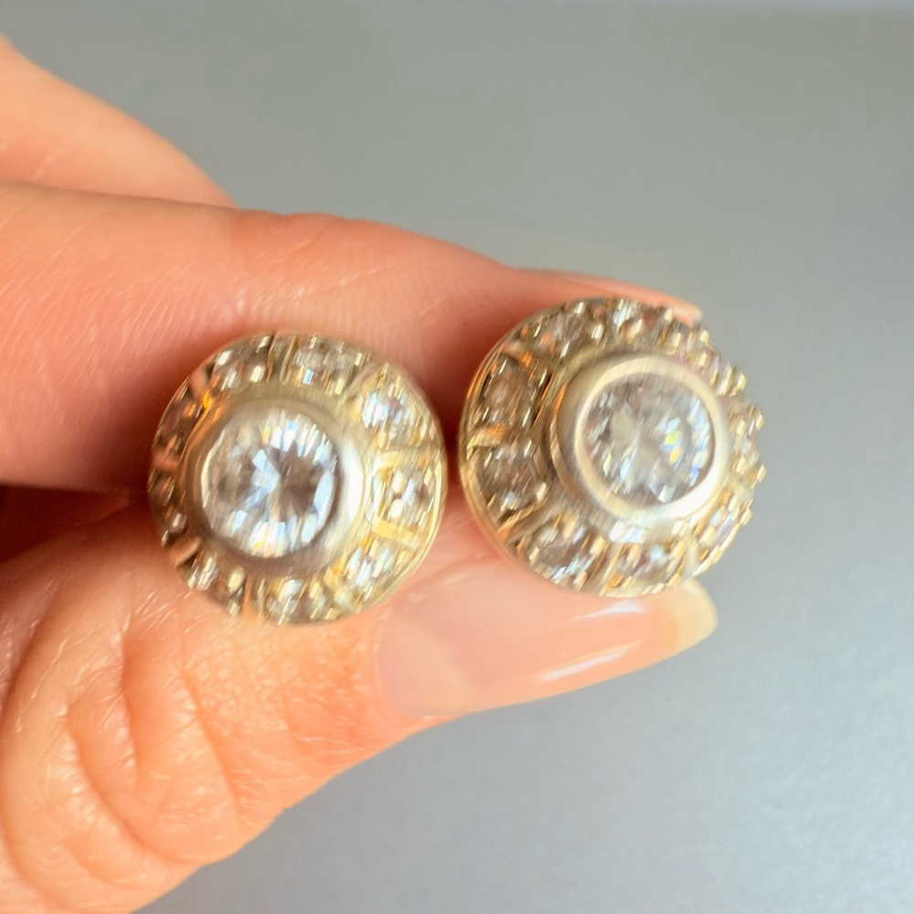 Gold and Silver Crystal Stud Earrings